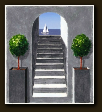 Aan Zee: Conceptschets voor een Trompe-l'oeil Muurschildering 